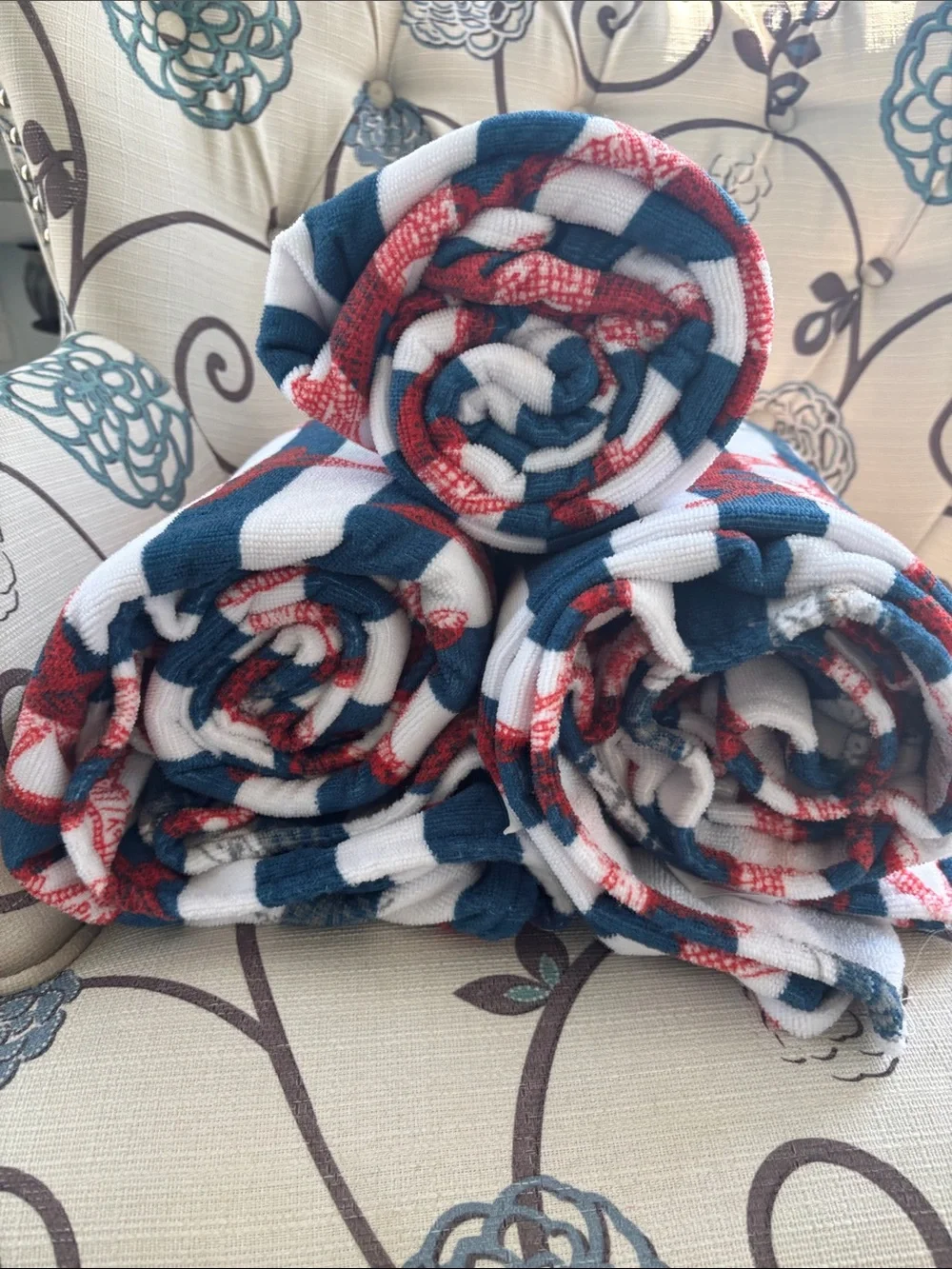 3 Red white and blue Beach Towel for Two